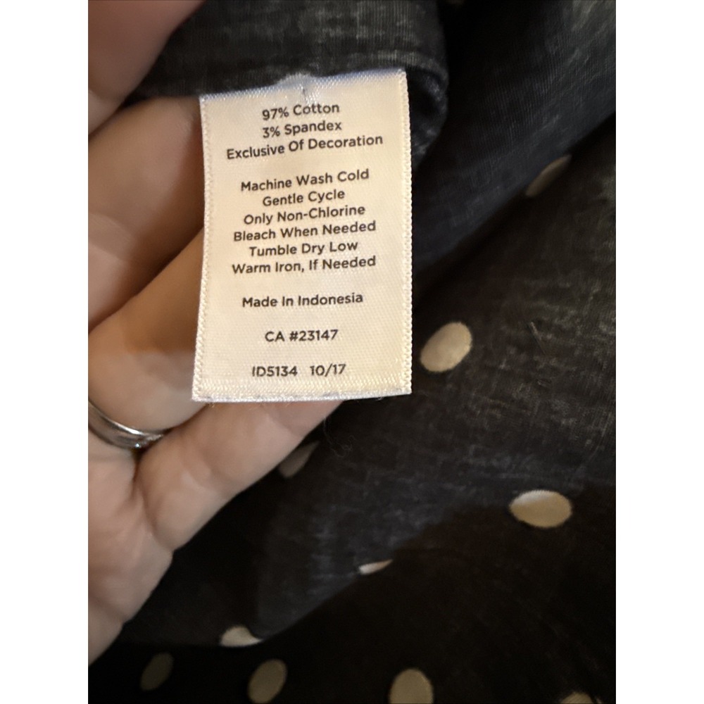 Talbots Womens 20W Black White Polka Dot Button Down Shirt Striped Cuff Non Iron - Picture 7 of 7